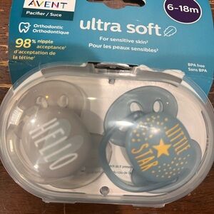 Ultra Soft Pacifier Set - Gray and Blue